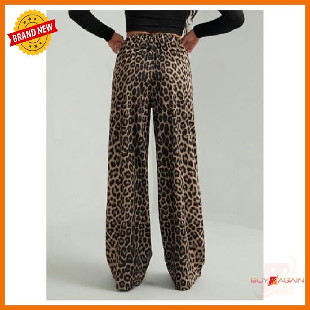 Polyester Wide Leg Sweatpants High Waisted Elastic Casual Yoga Pants - Picture 3 of 7